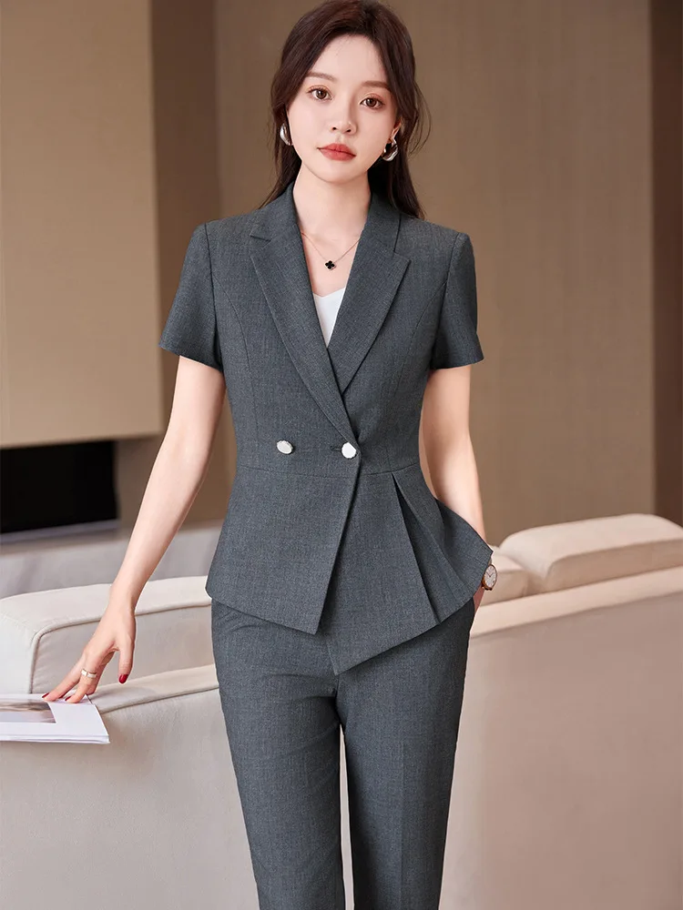 Fato de negócios feminino, roupa formal de trabalho de hotel, terno de recepção, glamouroso, novo, verão, 2422422021