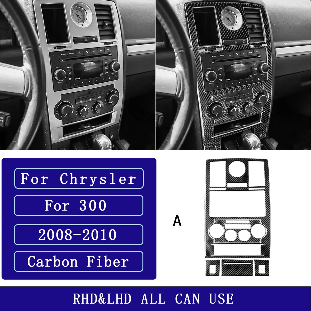 For Chrysler 300 300C 2008-2010 Carbon Fiber Central Radio AC CD Control Panel Car Accessories Interior Decorative Stickers