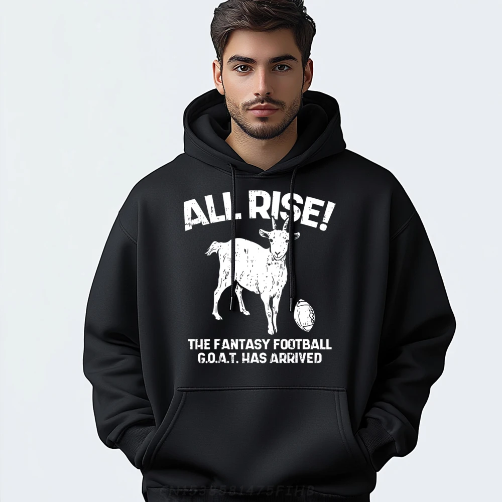 

All Rise Fantasy Football Goat Hoodies Boyfriend Casual Sweatshirt Comfortable Long Sleeve Funky Outdoor Hoodies O-Neck