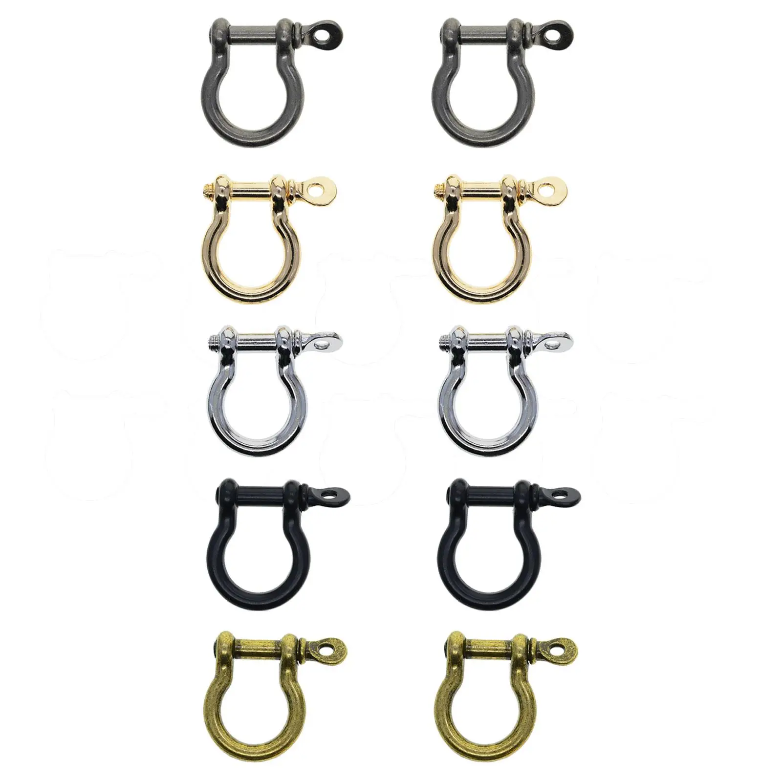 10Pcs Bow Shackle Metal Hoop Screw in Shackle Keychain Horseshoe Buckles Bracelet Clips D Rings for DIY Collar Craft Replacement