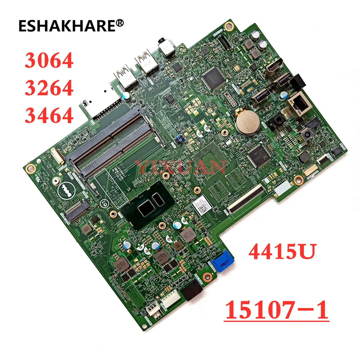 Kabylake-U 15107-1 Motherboard for Dell INSPIRON 20 3064 22 3264 24 3464 Motherboard 0F65XD 0H6C3V With I3 I5 4415U DDR4 test OK