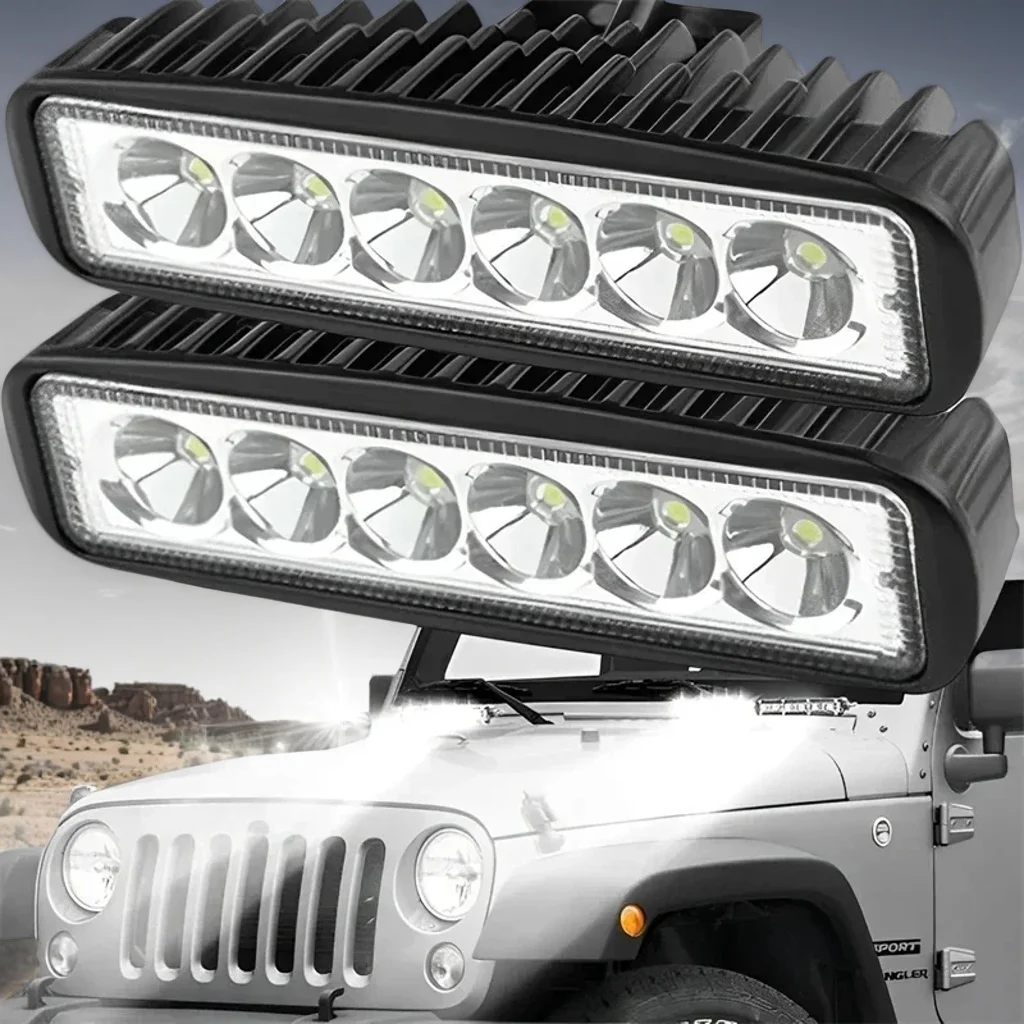 

1/2 Set 18W 6-LED Off-Road Light Bar - Waterproof IP67 12V 6000K for ATV/SUV/Truck