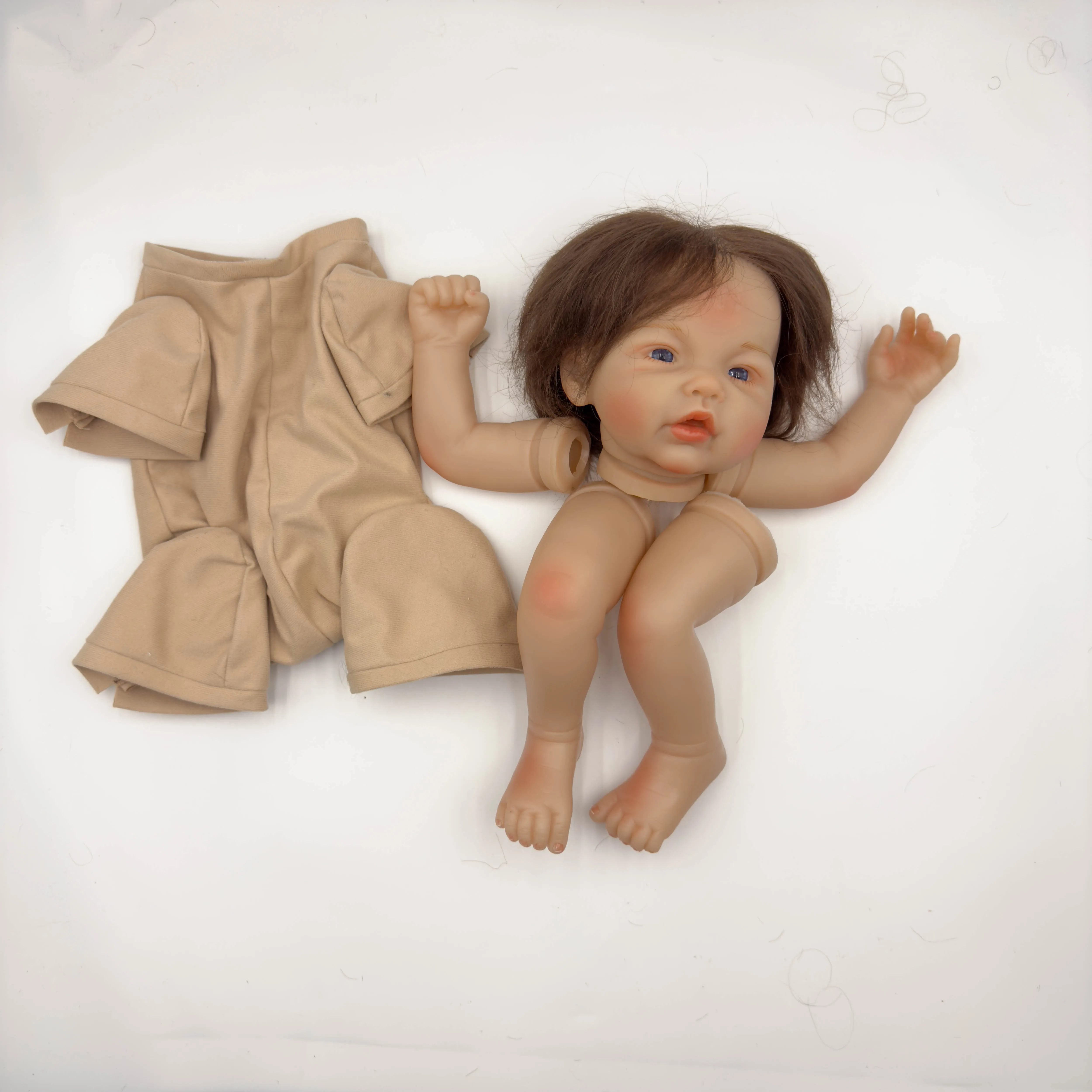 19 inch pasgeboren reborn pop kit meerdere lagen schilderen 3D huid levensechte ongemonteerde DIY pop onderdelen met handwortel-haar