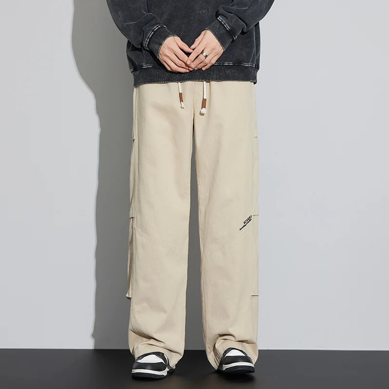 

Мужские повседневные свободные брюки-карго прямого кроя, летние, новые, модные, универсальные, в стиле High Street, с отворотами