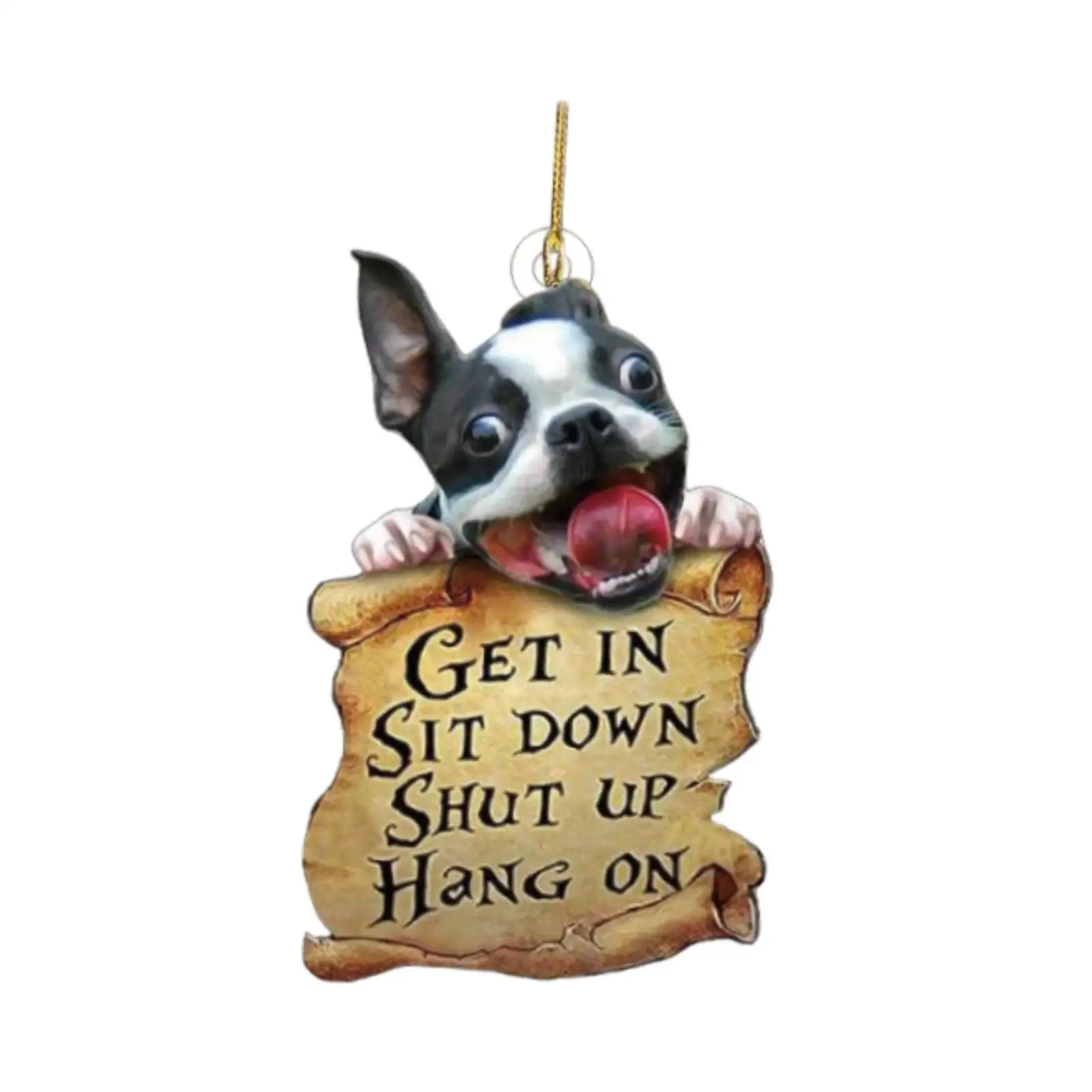 Car Puppy Hanging Ornament Get in Sit Down Shut up Ornament Lovely Rear View Mirror Charm for Patio Window Cafes Table Car