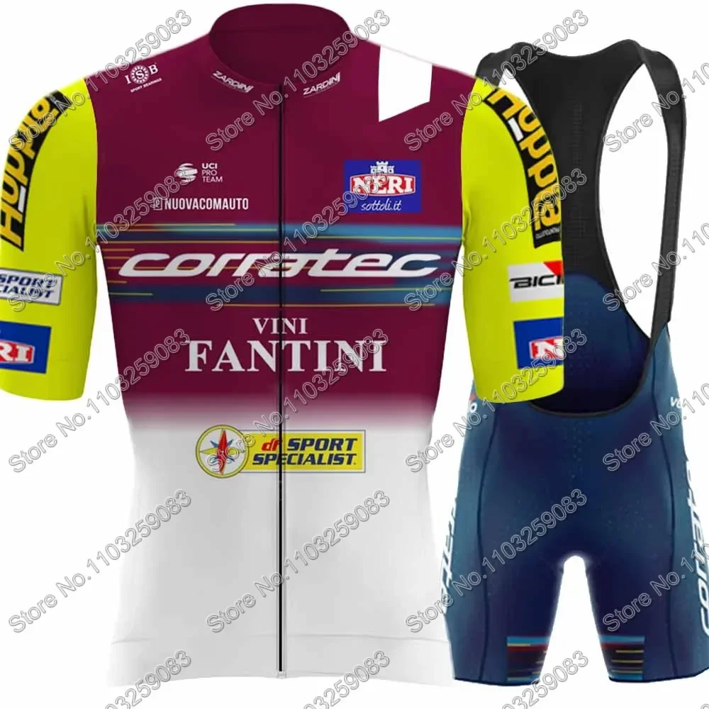 Corratec-Conjunto de Ropa de ciclismo para hombre, Maillot de manga corta con tirantes y pantalones cortos, Ropa italiana para bicicleta de carretera, 2024