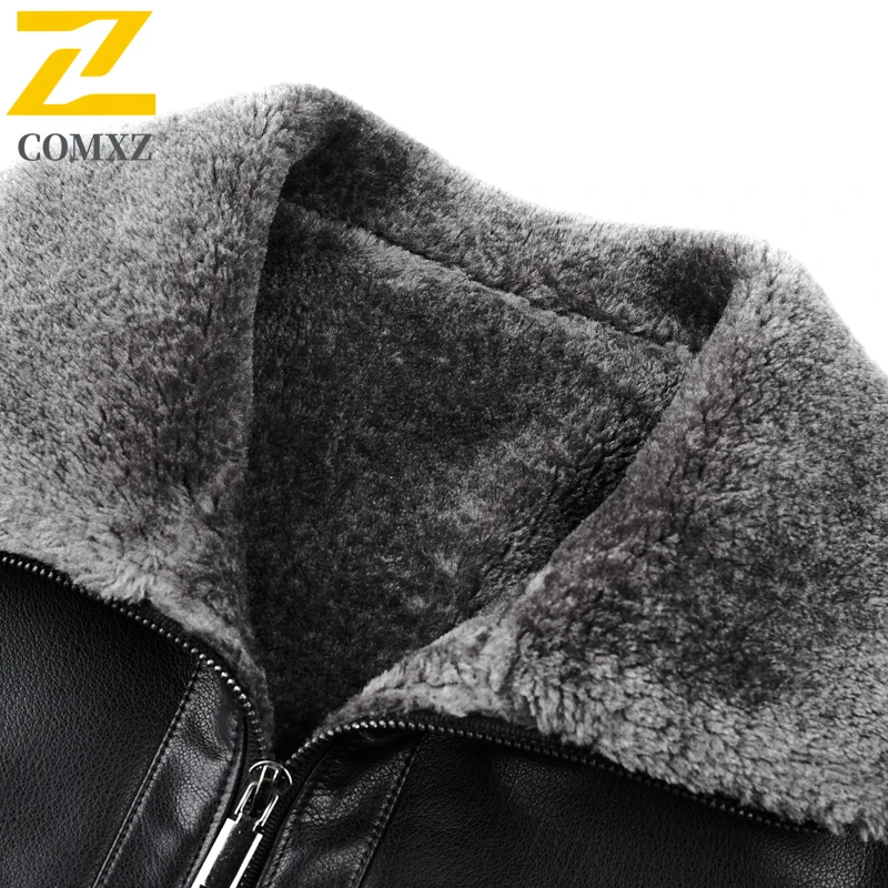 Man PU Leather Jacket 2025 Brand Luxury  Fleece Lined Thickened Warm Outerwear High Fashion Business Casual Winter Leather Coat