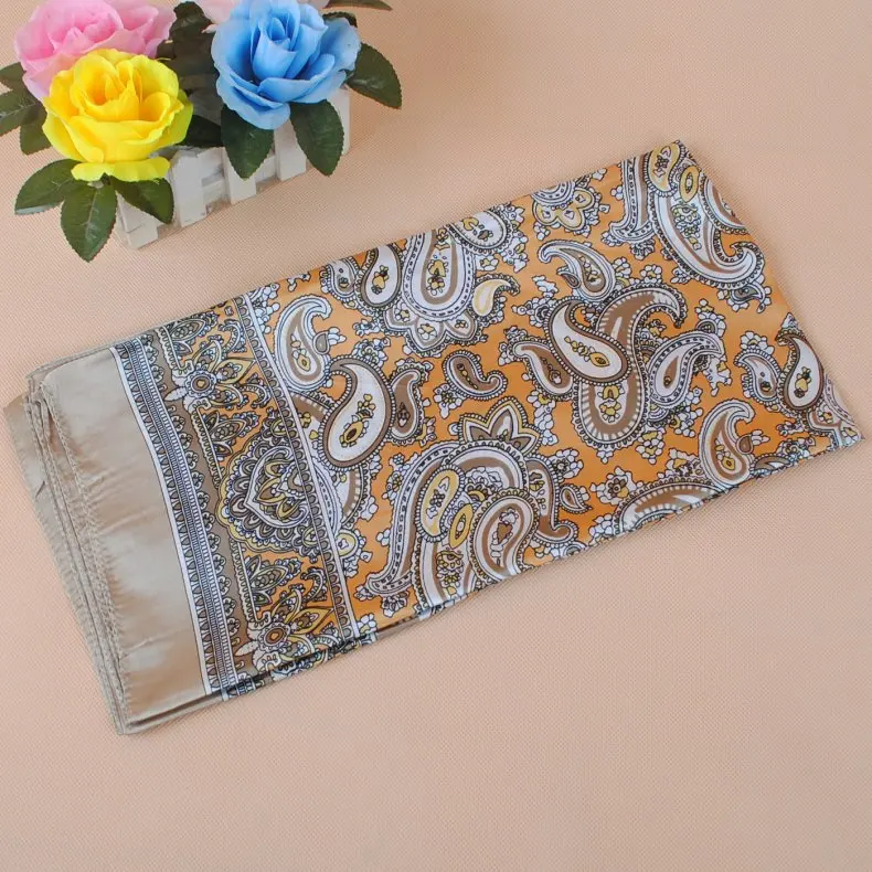 90X90cm Kopf Schal Frauen Luxus Marke Seide Quadrat Schal Foulard Satin Bandana Weiche Halstuch Hijab Haar Schals für Damen – Detail 7