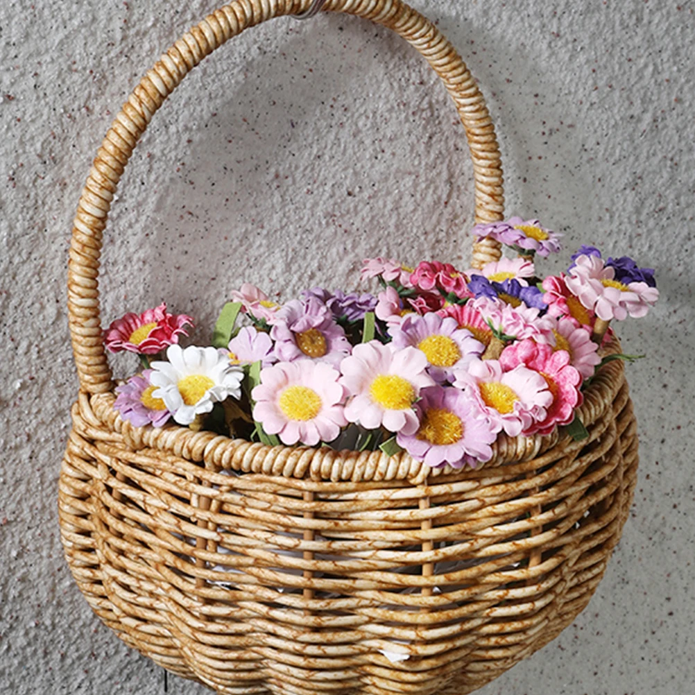 

Rattan Hanging Basket Storage Wall mounted Egg Garlic Container Light Brown Plastic Kitchen Decorative Baskets Large Space