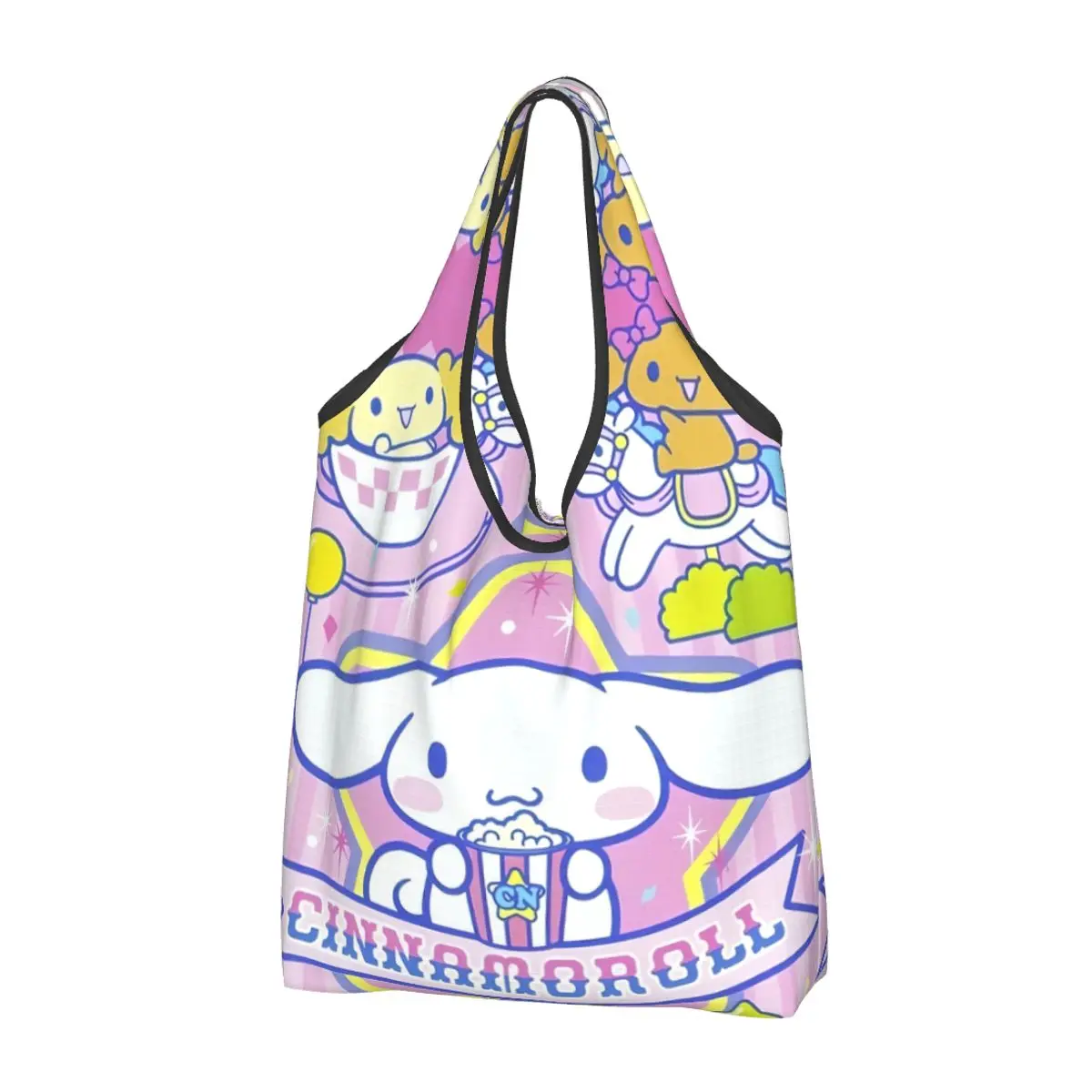 Custom Cinnamoroll Sanrio Cartoon Shopping Bag Portable Big Capacity Groceries Yugui Dog Xina Cinnamon Dog Shopper Tote Bags