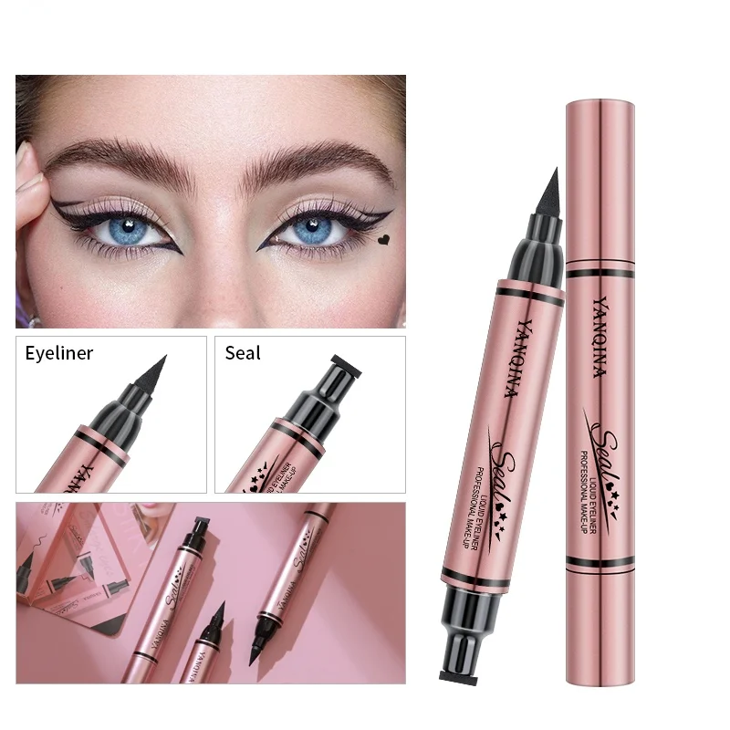 2 in1Double głowy wodoodporny Eyeliner w płynie księżyc gwiazda w kształcie serca tatuaż pieczęć szybkie do wyschnięcia Eyeliner ołówek przybory do makijażu 1pc