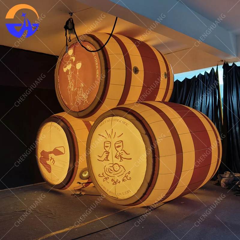Large inflatable simulation wine barrel model festival event outdoor shopping mall props Oxford cloth material with blower