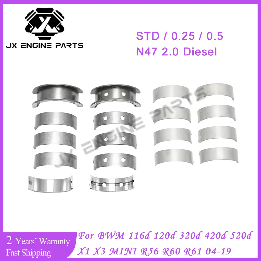 Juego de cojinetes de biela del cigüeñal principal del motor N47 para BMW MINI 2,0 116d 120d 220d 318d 418d 520d X1 X3 X5 2.0L N47D20 diésel