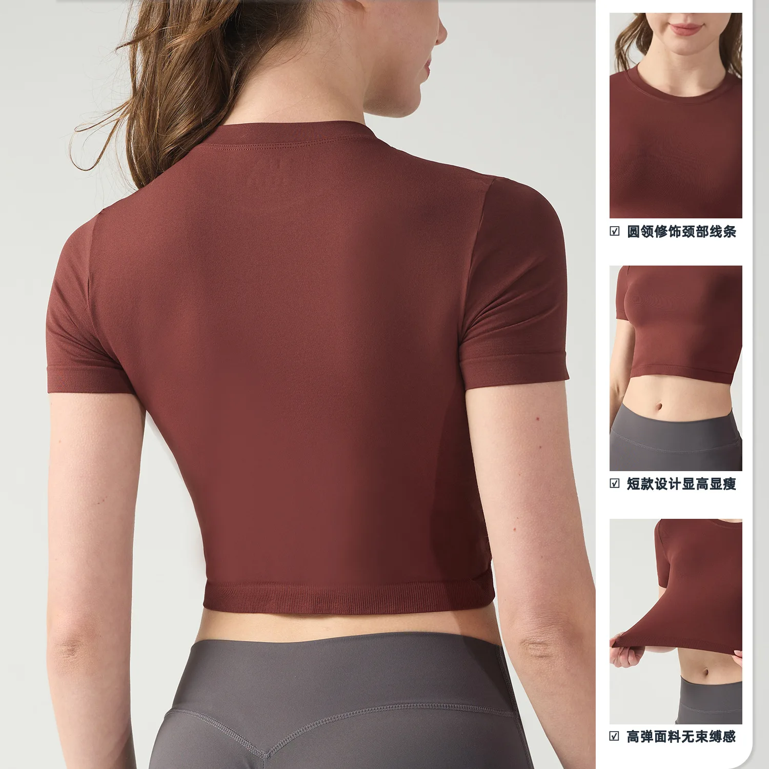 

Women Crop Top Short Sleeve T-shirt 2026 New Women's Slim Fit Cropped Yoga T Shirt Quick Dry Workout Tight Fitting Athletic Tee