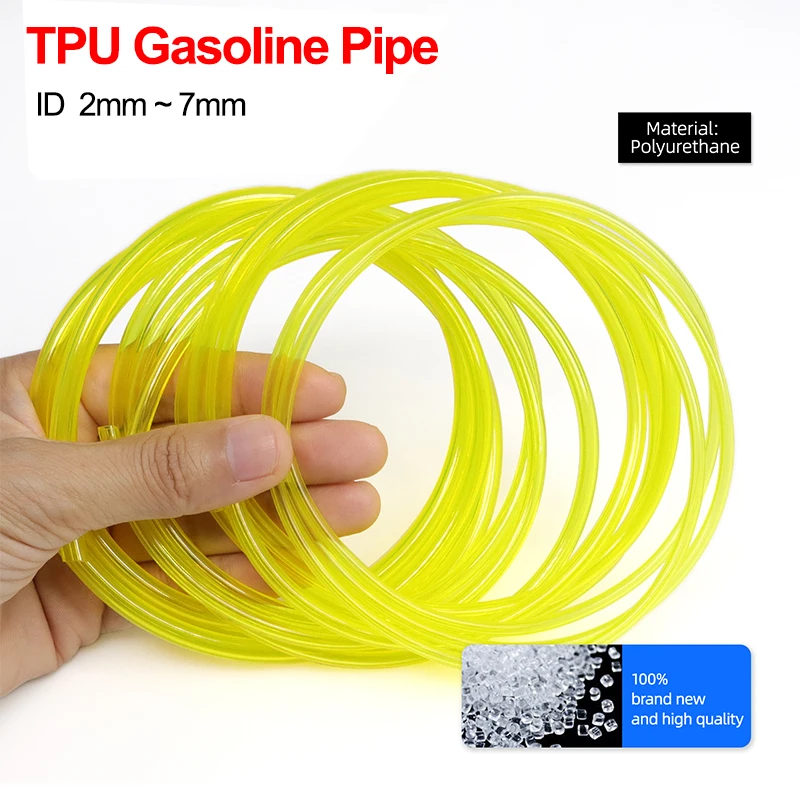 Yellow TPU Fuel Hose 2x3.5/2.5x5/3x5/3x6/4x6/5x8/6x8/7x10mm Oil Resistant Tube for Motorcycle Car Chainsaw Blower Petrol Pipe