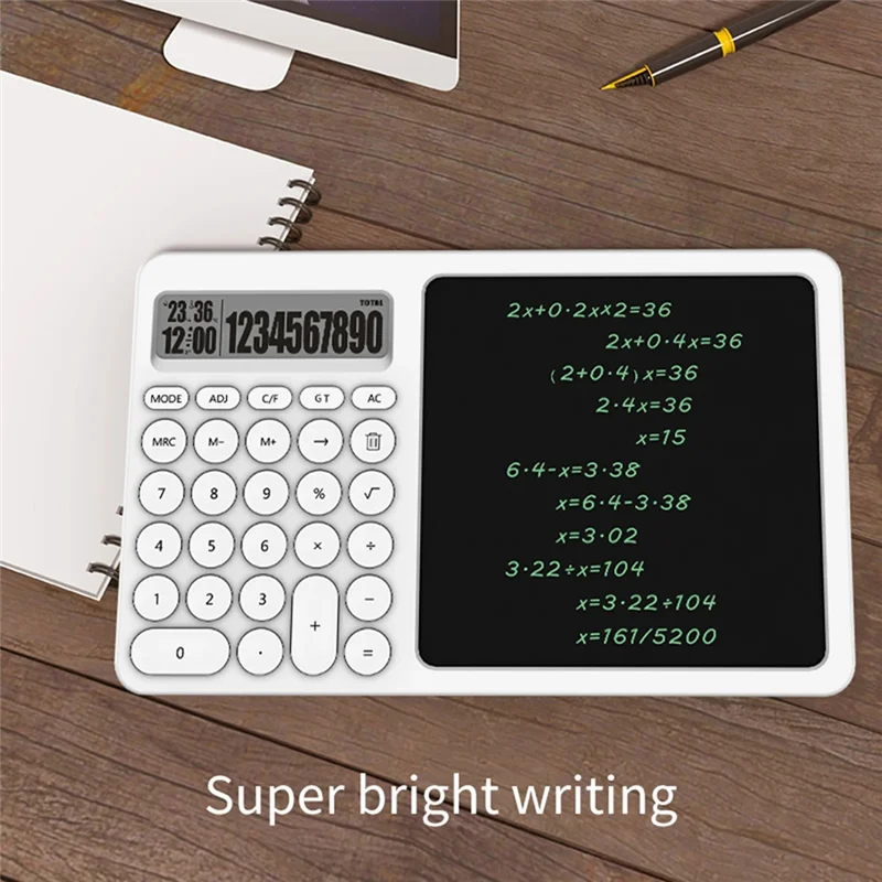 aed7-10-桁電卓液晶画面書き込みパッド基本的な電卓消去可能な手書きメモ帳オフィス学校用