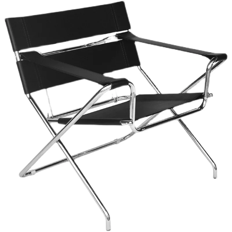 Stainless Steel Tube Saddle Leather Recliner Modern Folding Chair