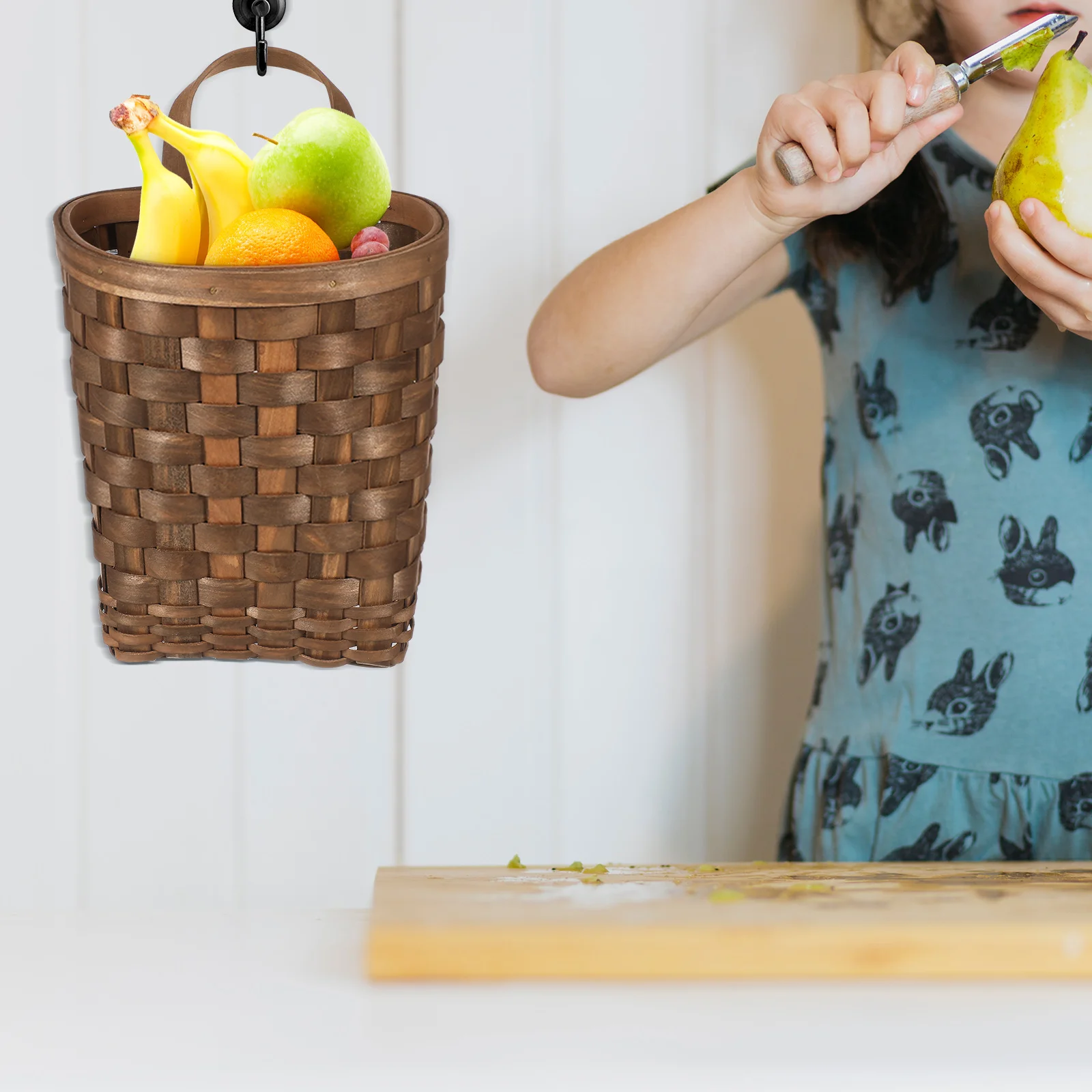 

Wall Basket For Storage Large Woven Hanging Basket Kitchen Vegetable Fruit Organizer Garlic Ginger Holder, Wall Hanging