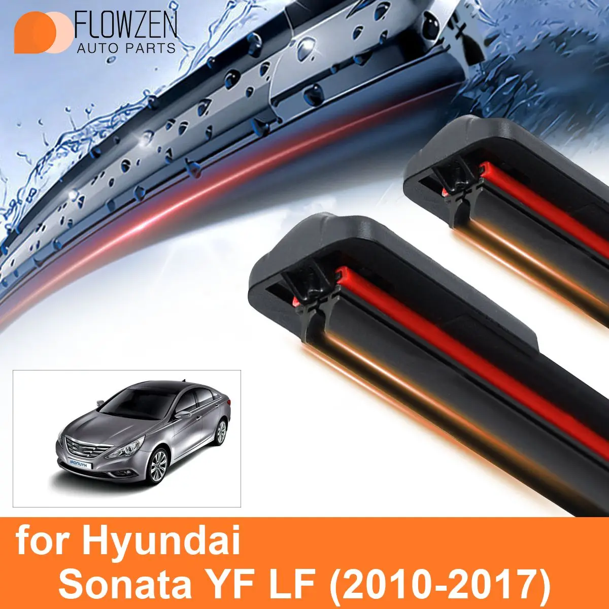 Car Windshield Wiper Blades for Hyundai Sonata YF LF Double Rubber Frameless Bracketless WipersSoft Accessories