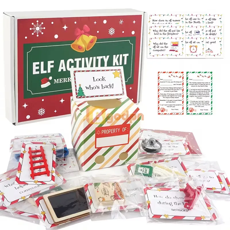 

24-Day Elf Arrival Kit,Christmas Countdown Kit with Jokes and Surprises, Elf Set 24 Days of Christmas - Festive Home Decorations