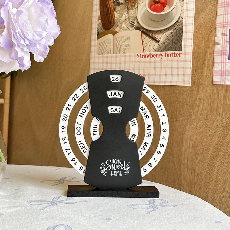 Ferris Wheel Manual Rotating Desk Calendar Desktop Ornament Moon Calendar Home Decoration Office
