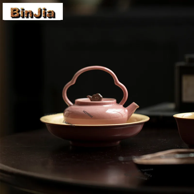 BAEJORIA Pink Ru Kiln Pot Bearing Holder Zisha Pot Dessert Serving Trays Dry Soaking Table Tea Tray Coasters Cha Accessories Tea