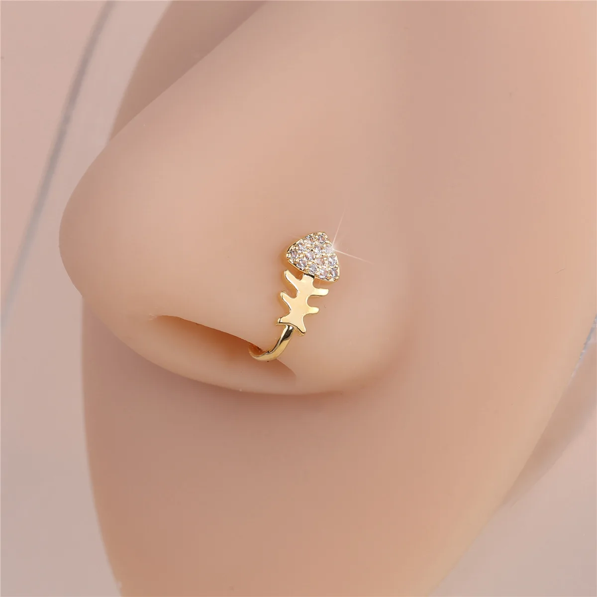 1pc Doppel Blume Charme Kein Piercing Kupfer Intarsien Zirkon U-förmigen Nase Clip Gefälschte Nase Ring Weibliche Kein piercing Piercing Schmuck – Detail 12