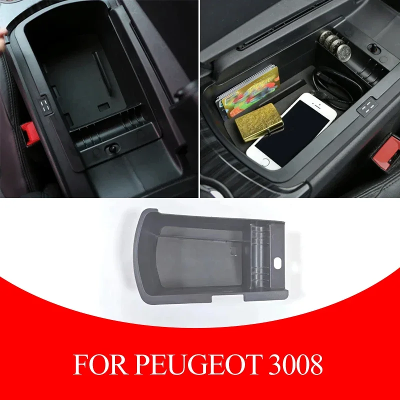 Car Central Storage Armrest Storage Box Glove Tray Holder Case Pallet Container for For Peugeot 3008 2012-2015 accessories