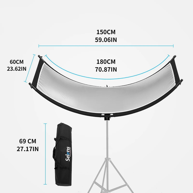 Bild 3: Selens 60x110cm 4-IN-1 U-TypReflektor + 2M Stativ Reflektierender Bildschirmlichtdiffusor für Fotostudio-Werbung, Filme