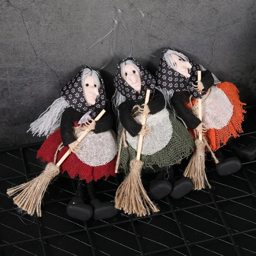 New Desktop Decorations Halloween Ornaments Craft Exquisite Broom Witch Pendant Home Halloween Home Decor