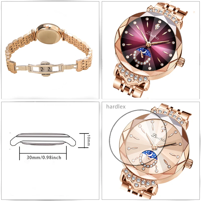 Elegant Women Watch Golden Steel Original Brands Fine Handwatch Female Fashion Gifts Waterproof Luxury Ladies Wristwatches Brown