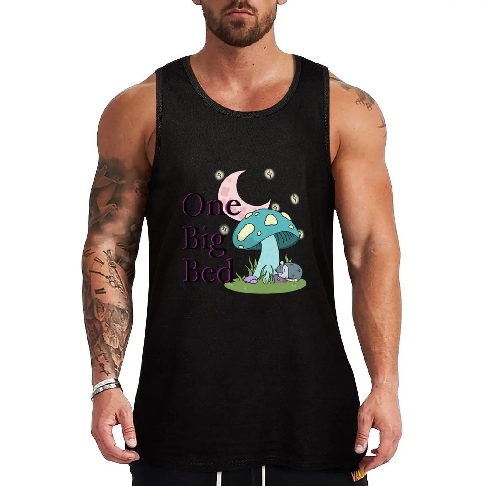 One Big Bed Tank Top Graphic Print Tank Top Casual Sleeveless Novelty Shirt