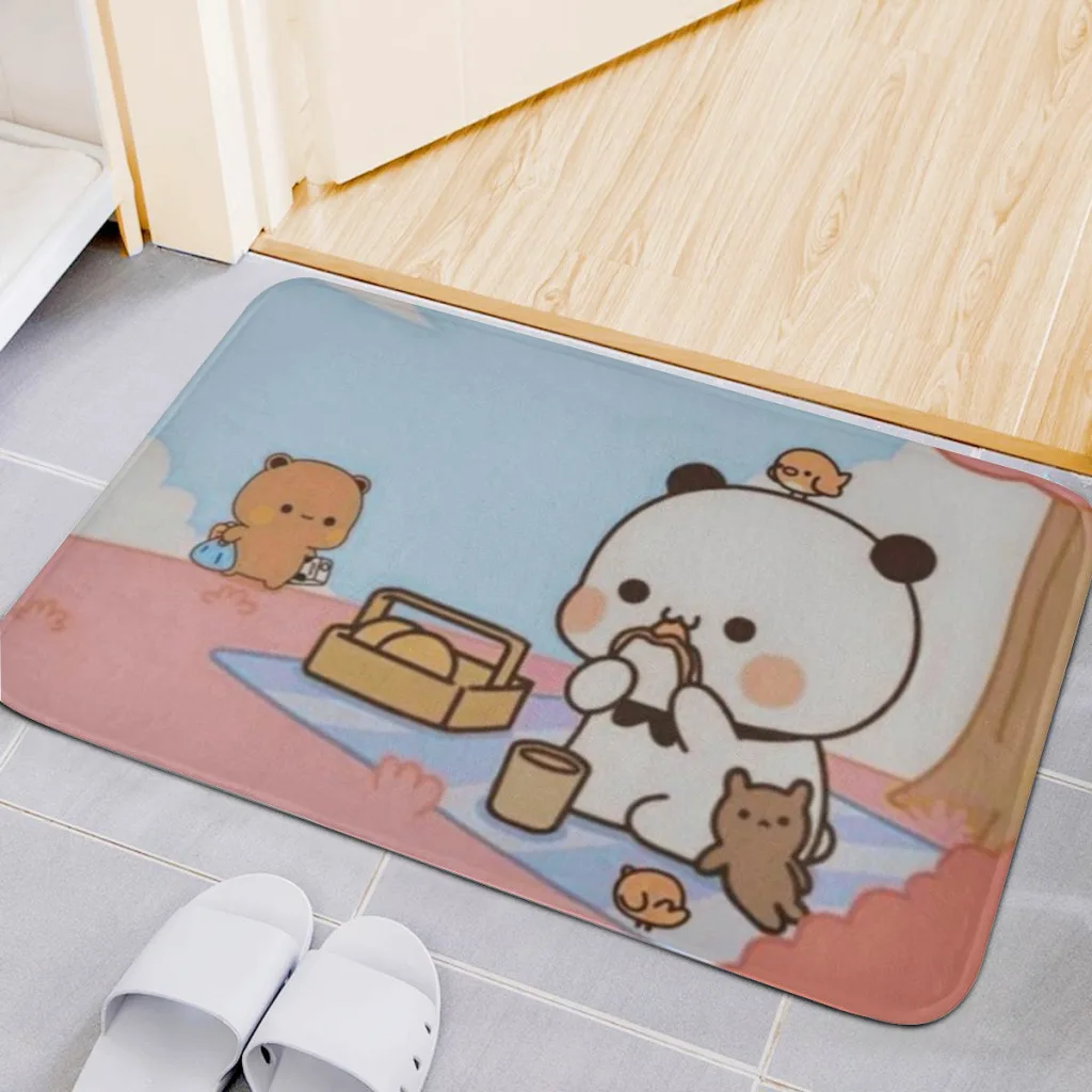 

DuDu Bear and BuBu Bear Fluff Fiber Bath Mat, Shower Room Rugs, Chenille Bathroom Floor Mat, Toilet Absorbent Entrance Door Mat