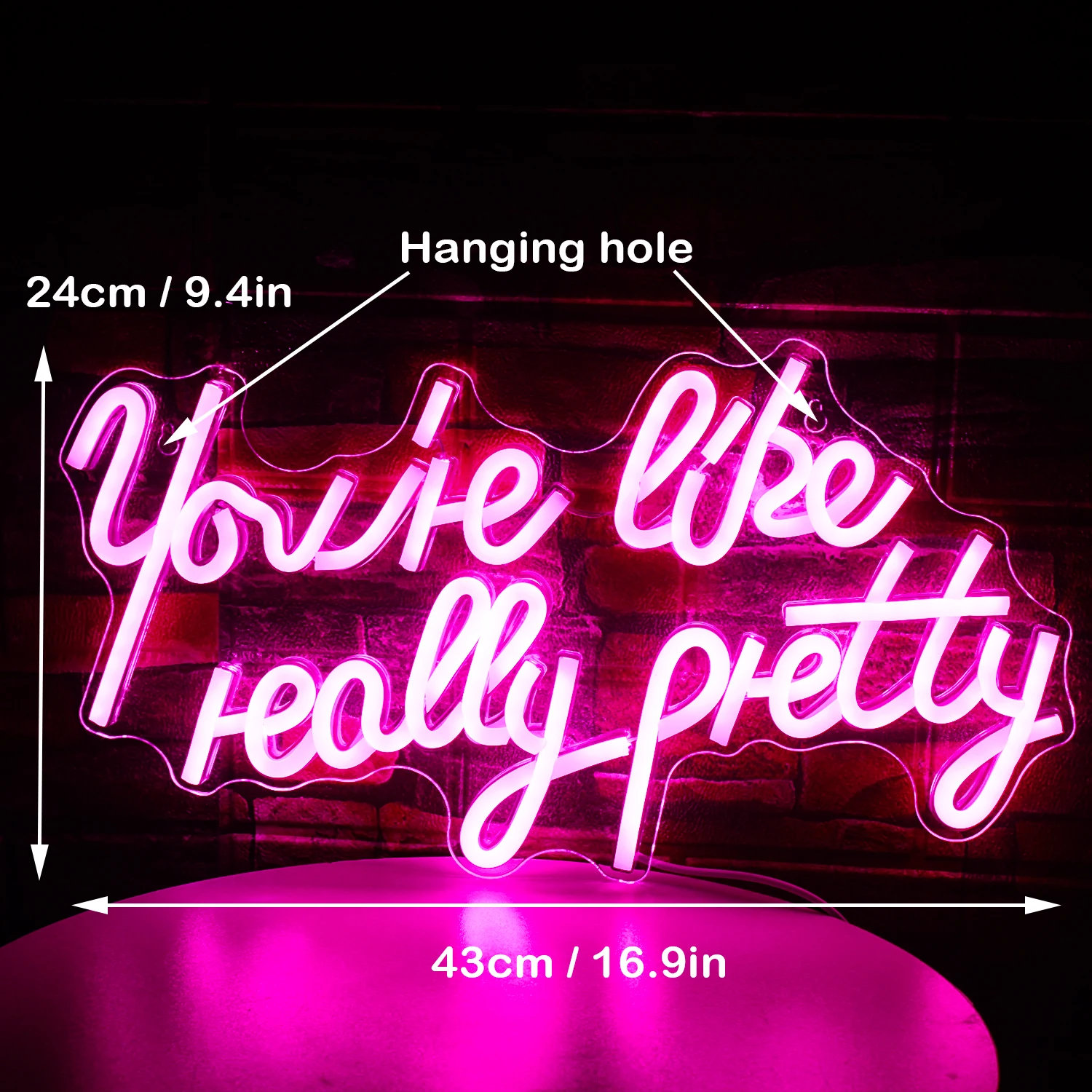 You\'re Like Really Pretty Neon Signs Pink Led Neon Light for Wall Decor Wedding USB Led Neon Sign for Bedroom Home Party Light