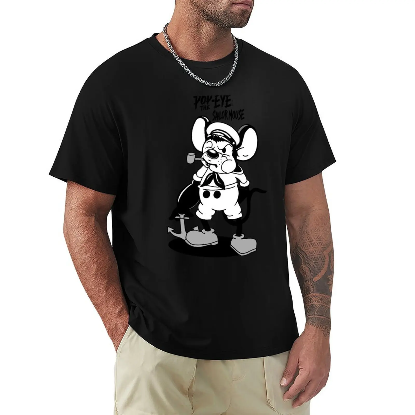 Pop-Eye the Sailor Mouse – Retro Cartoon Mashup T-Shirt Independence Day Short Sleeve T-Shirt