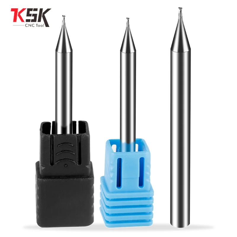 HRC55 หรือ HRC60 Micro คาร์ไบด์ 2 ขลุ่ย 0.2-0.9 มม.4mm Shank Milling CUTTER Mirco คาร์ไบด์ CNC แกะสลักบิตสําหรับอลูมิเนียม