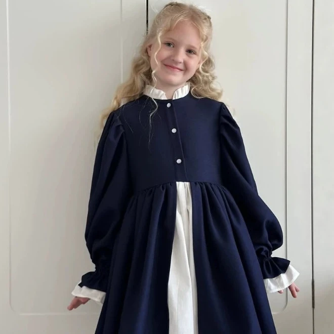 Girls' Dress 2026 Spring and Autumn New Children's Clothes Girls' Baby Russian Style Cotton Temperament Match Color Palace Dress