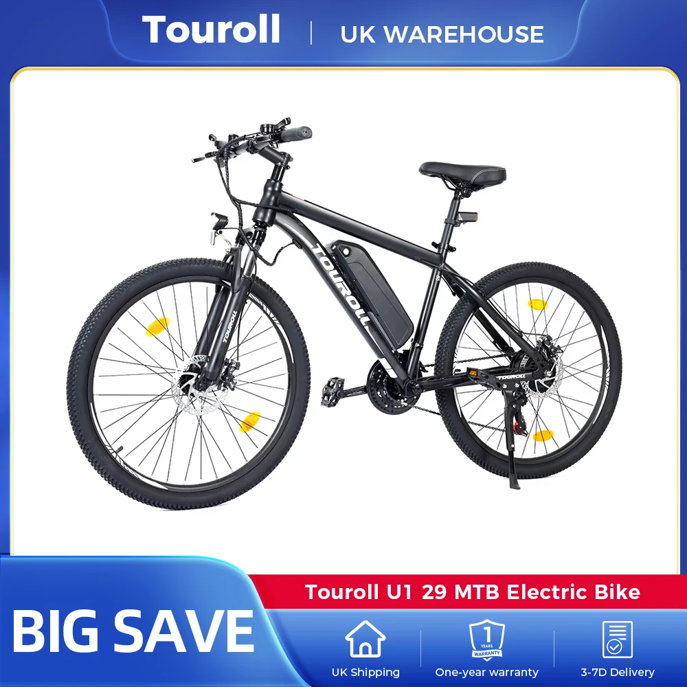 AliExpress Touroll U1 29 MTB Electric Bike with 250W Motor, 65KM Range, 13Ah Removable Li-ion Battery, 29" CST Off-Road Tires, 29"x19"