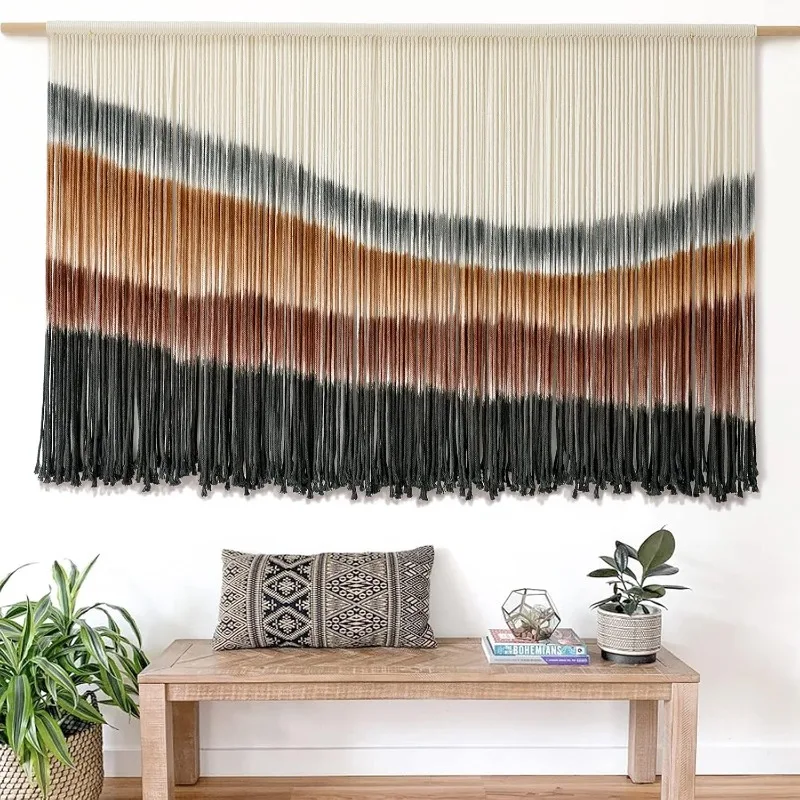 Macrame Wall Hanging Macrame Wall Decor Large-Scale Tie-Dye Tapestry Living Home Room Wall Decor 57