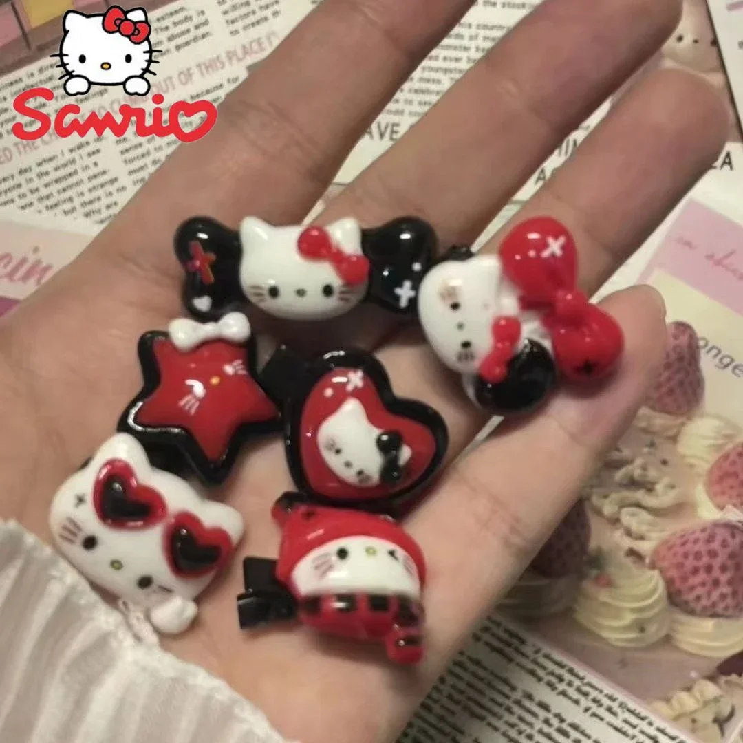 Sanrio  Hello Kitty  Cartoon Creative Exquisite Cute Love Hair Clip Ins Girl Bangs Clip American Retro Hot Girl Dopamine Clip