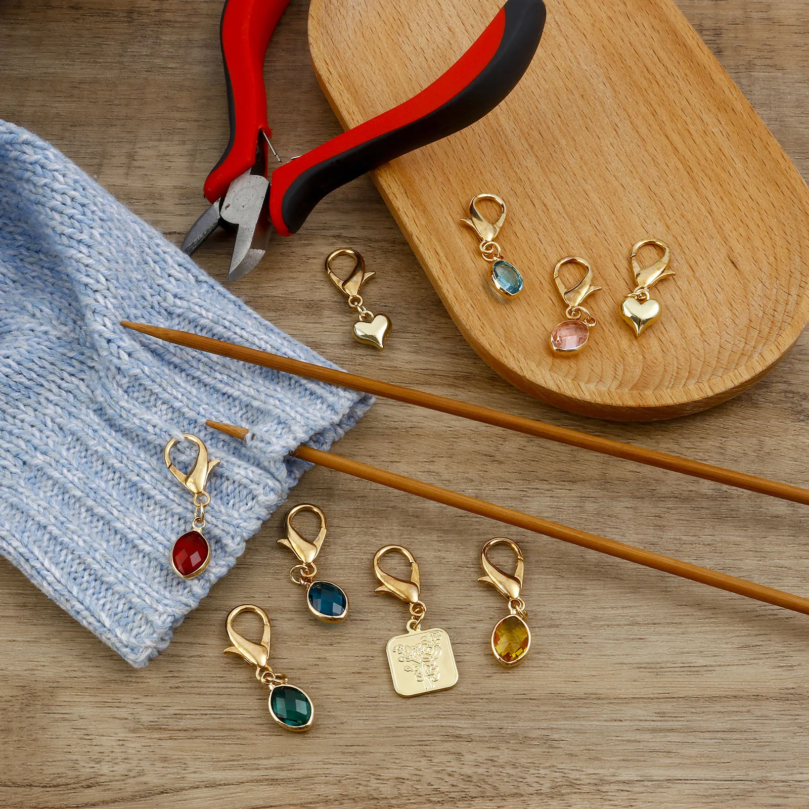 12pcs liga birthstone marcadores de ponto de tricô trava de crochê para kits de marcador de artesanato diy agulha clipe removível ferramentas de