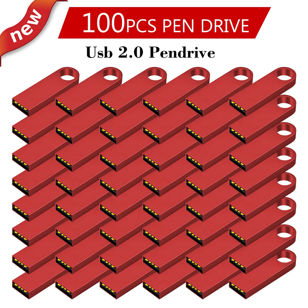 

100 шт. USB-флешки с возможностью нанесения логотипа, металлические, USB 2.0, 64GB, 32GB, 16GB, 8GB, 4GB, 1GB, 2GB, водонепроницаемые, флеш-накопители, USB-память.