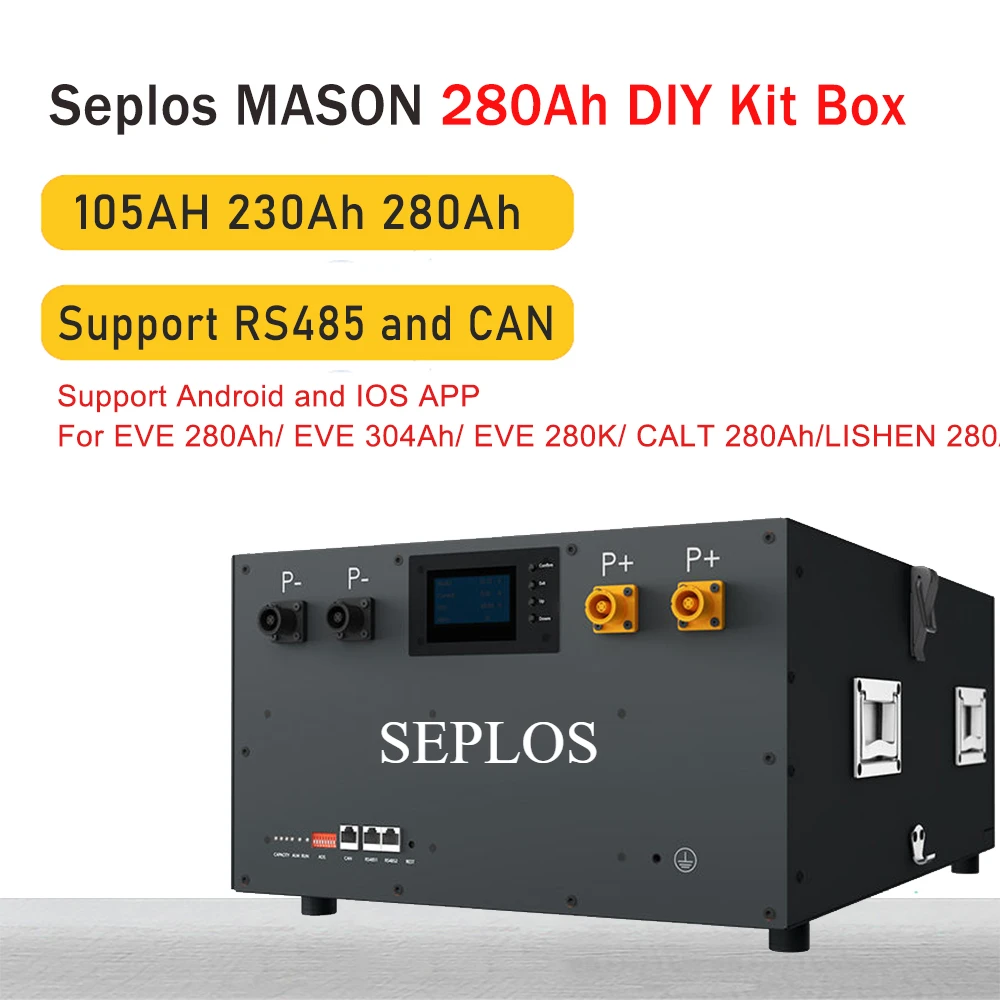 Seplos MASON DIY Battery Case 24V/48V 16S LiFePO4 Battery Box 105Ah 230Ah 280Ah DIY Kit Box Built-in BMS Stack Type Without Cell