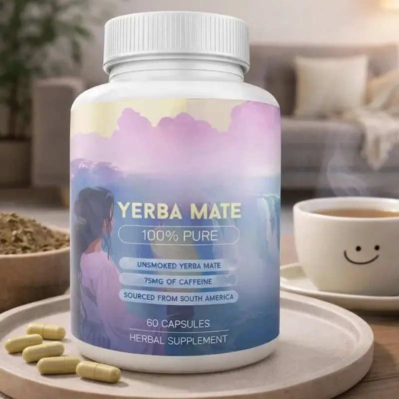 

Капсулы с йерба-мате 75 мг, натуральный кофеин, поддерживает ежедневную жизненную энергию, растительная добавка, без ГМО, без глютена, 60 капсул