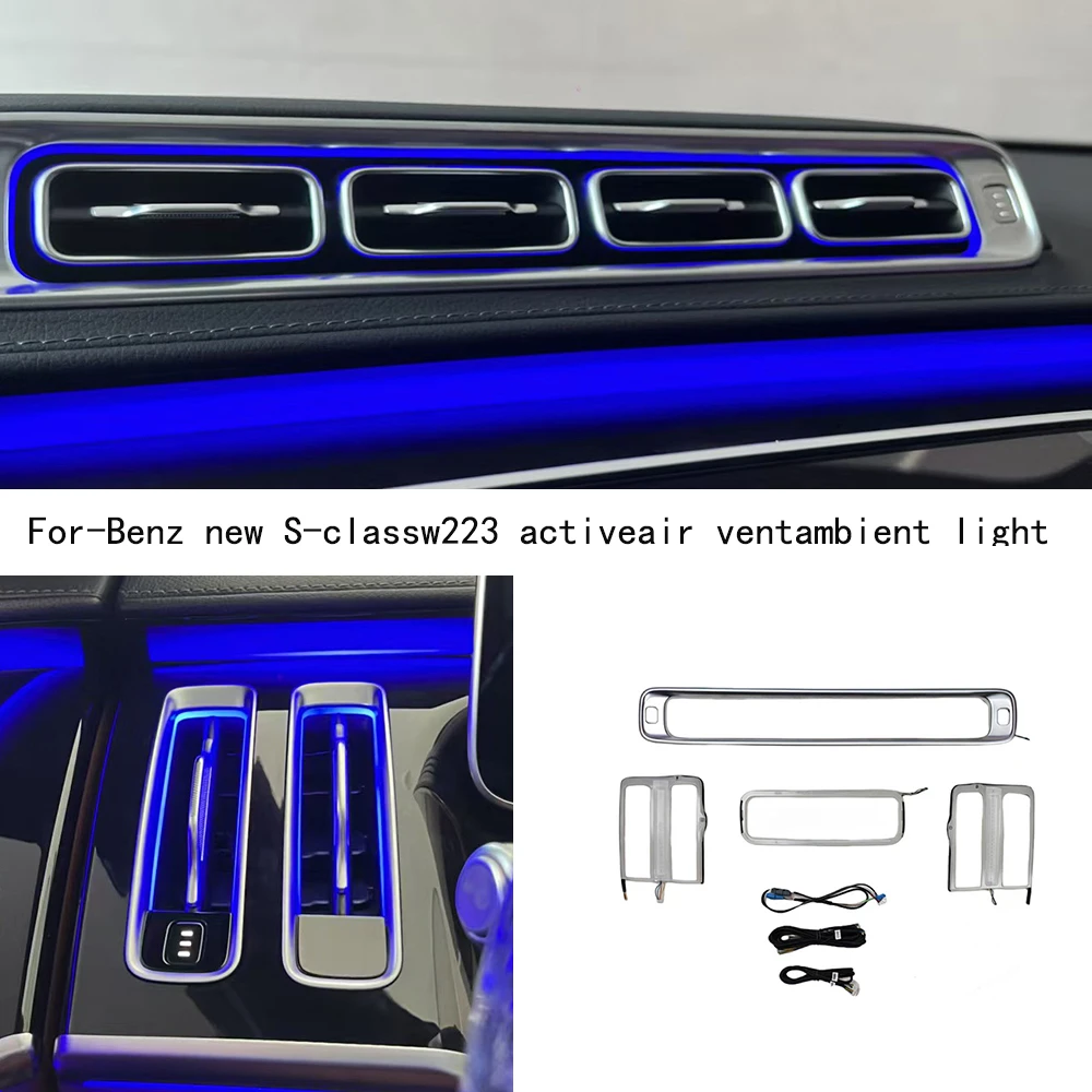 64 Colors Air Vents LED Outlet Panel Cover Instrument Cover Car Accessories Vent Ambient Light For Mercedes Benz S-Class W223