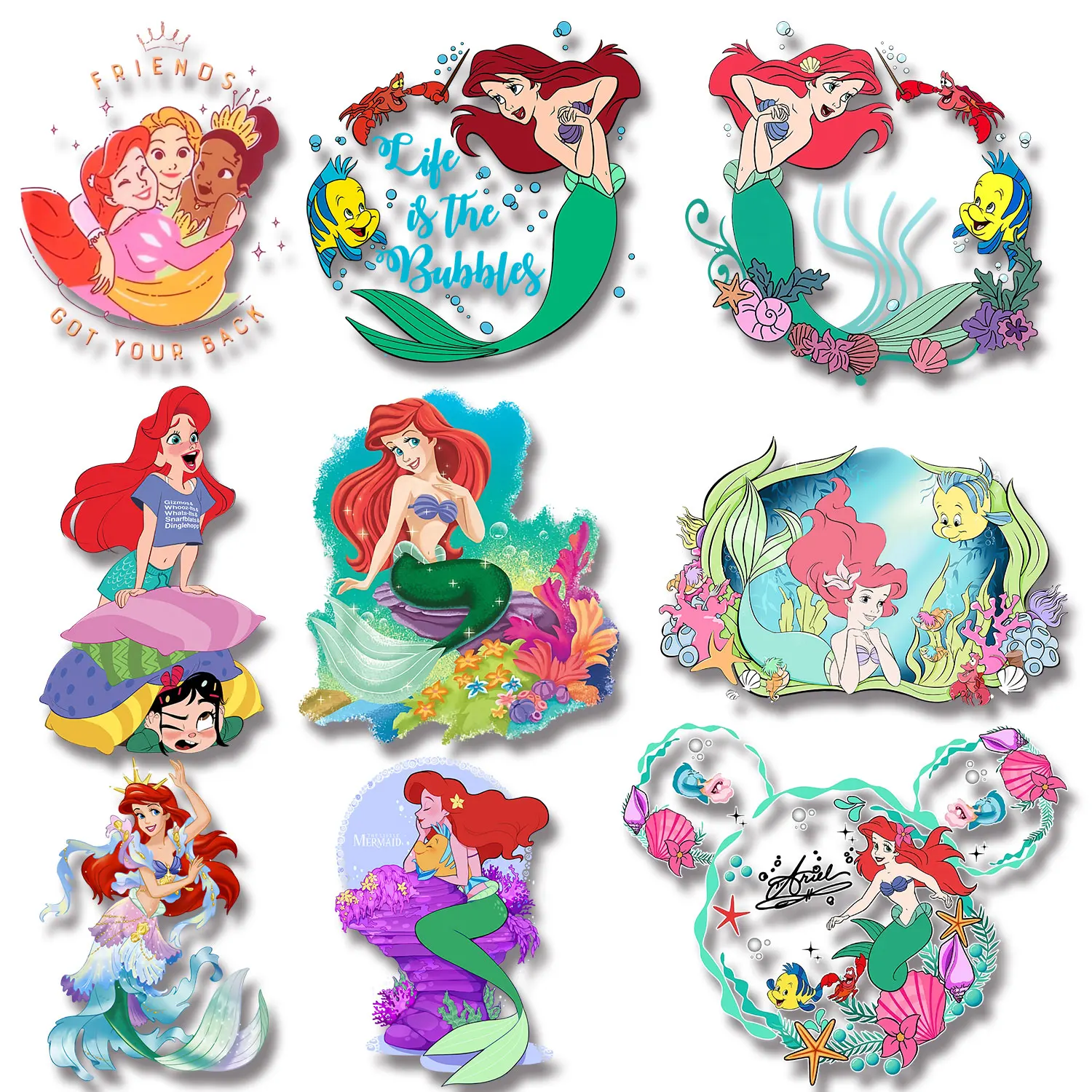 Disney Princess mała syrenka żelazko na transfery aplikacja do tkaniny w jasnych kolorach opłacalna dekoracja DIY