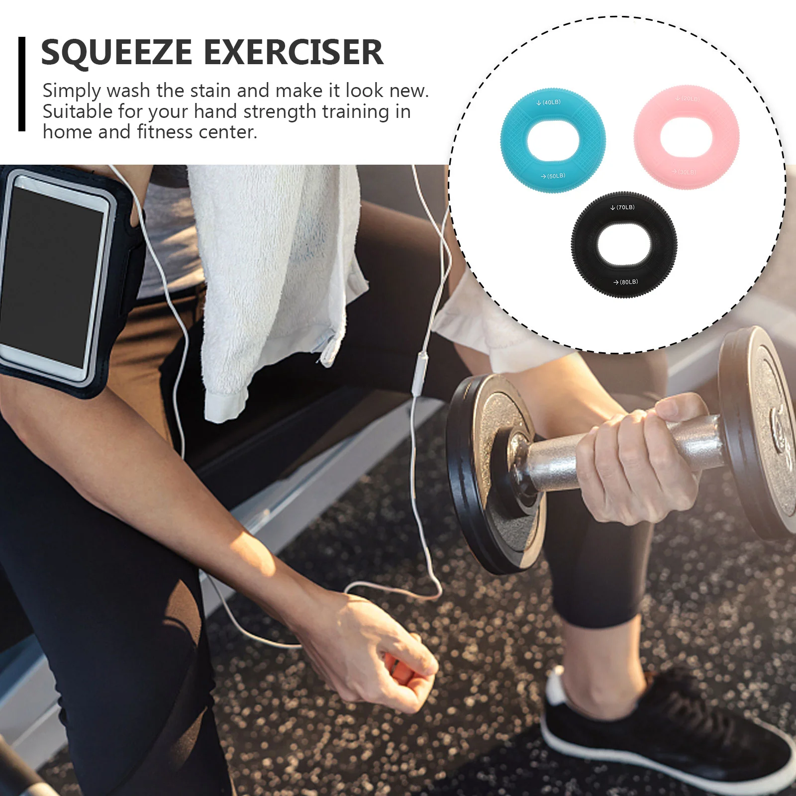 

3Pcs Hand Grip Training Ring Surface Particle Anti Slip Massage Strengthen Hand Feeling Fitness Center Home Workout Simple Clean