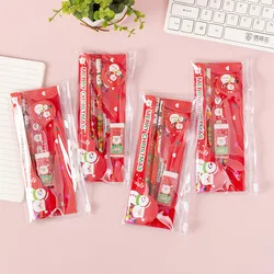 1 Set/5pc Christmas Stationery Gift Set Pencil Eraser Pencil Sharpener Ruler Student Writing Tools Kid School Supplies Wholesale