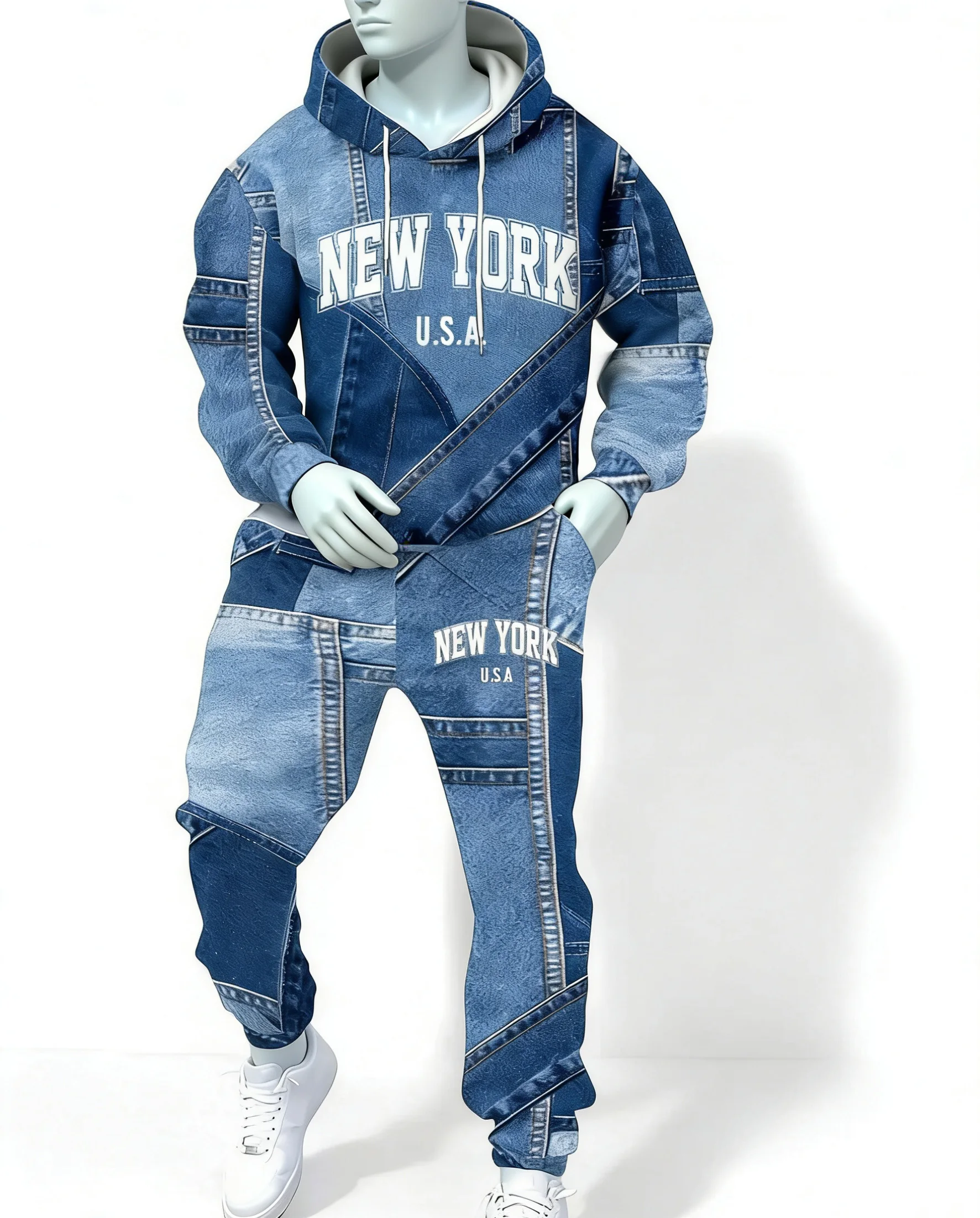 

2025 Spring and Autumn New Men's Denim Suit Men's Fashion Brand Slim Fashion Pants Casual Jacket Men's Jacket
