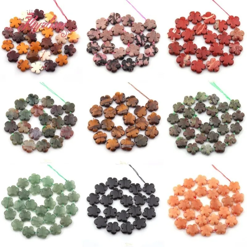 15mm /20mm Natural Stone Flower Loose Beads 15 inch for Needlework DIY Accessories Necklace Bracelets Pendant Jewelry Making